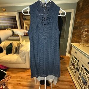 Elegant Navy Lace Dress